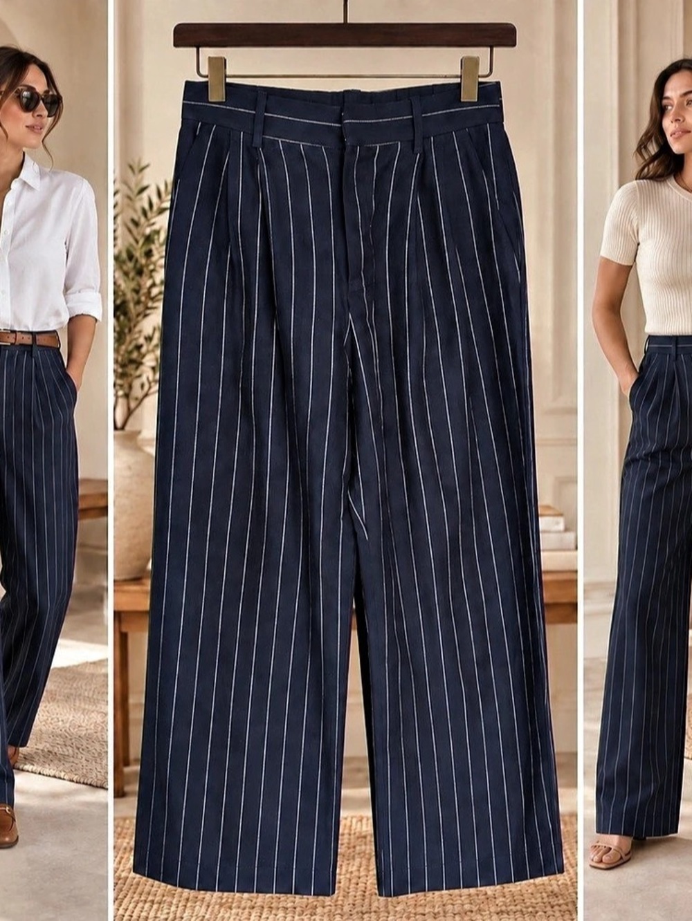 GAP Wide Leg Striped Pants in Blue & White Size 6 Like New